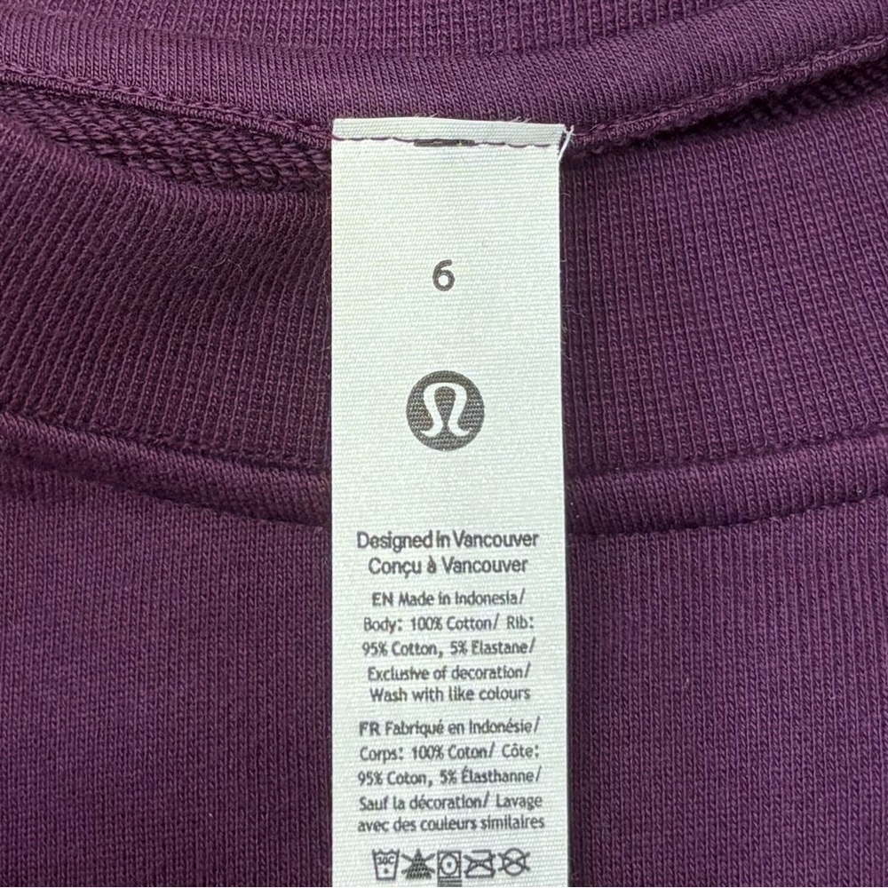 NWT Lululemon Perfectly Oversized Cropped Crew Size 6 In Darkest Magenta - Picture 4 of 6